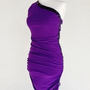 One Shoulder Sequin Detail Evening Dress